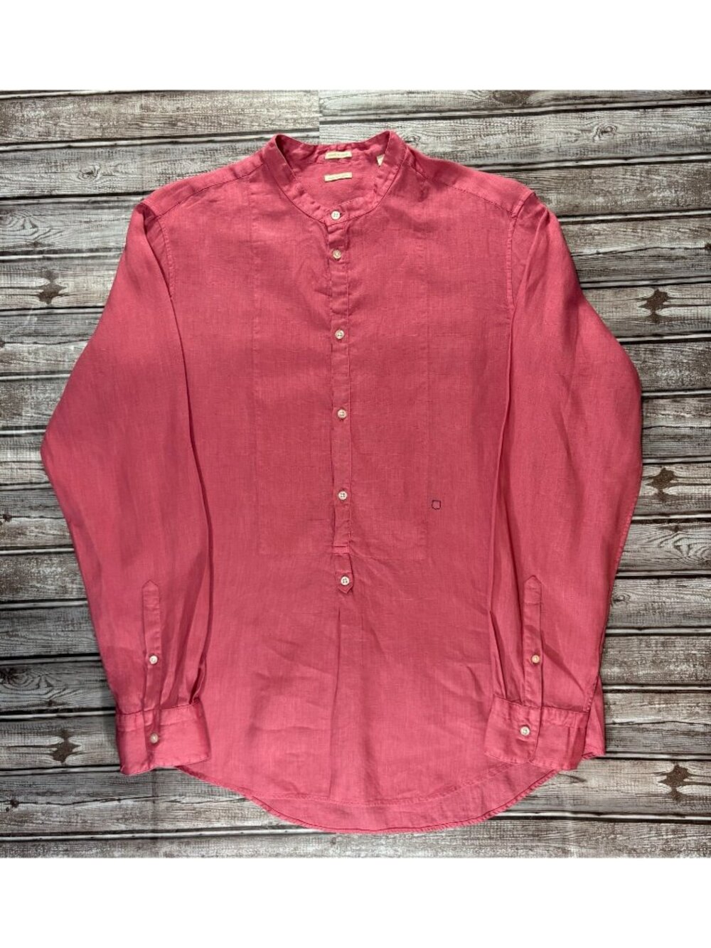 MASSIMO ALBA Kos Band Collar linen shirt sz M color pink Made ITALY  mspr $535